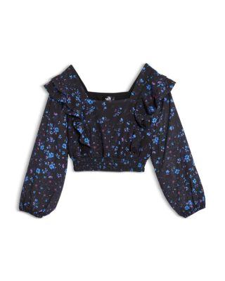 Girls' Floral Print Ruffled Top by AQUA