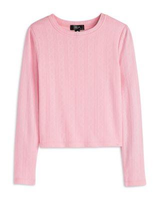 Girls' Long Sleeved Crewneck Pointelle Tee by AQUA