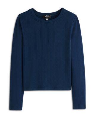 Girls' Long Sleeved Crewneck Pointelle Tee by AQUA