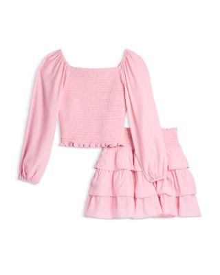 Girls' Long Sleeved Smocked Top & Smocked Waist Skirt by AQUA