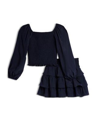 Girls' Long Sleeved Smocked Top & Smocked Waist Skirt by AQUA