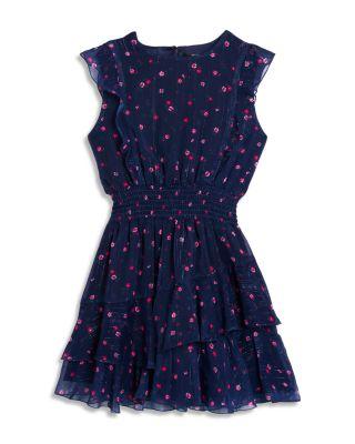 Girls' Printed Metallic Tiered Dress by AQUA