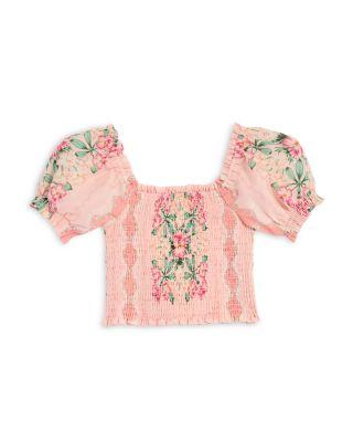 Girls' Short Sleeved Smocked Top by AQUA