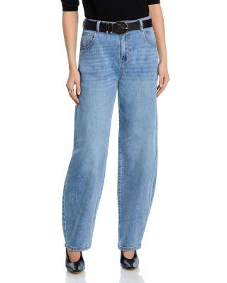 High Rise Barrel Jeans in Light Wash - Exclusive by AQUA