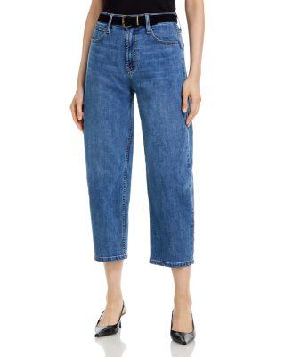 High Rise Cropped Barrel Jeans in Indigo - Exclusive by AQUA