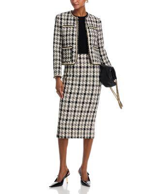 Houndstooth Tweed Jacket & Midi Skirt - Exclusive by AQUA