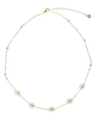 Imitation Pearl Flower Collar Necklace by AQUA