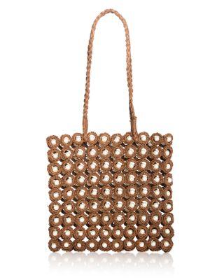 Imitation Pearl & Crochet Straw Tote - Exclusive by AQUA