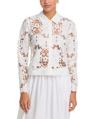 Lace Crop Long Sleeve Blouse - Exclusive by AQUA