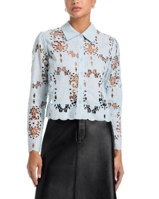 Lace Crop Long Sleeve Blouse - Exclusive by AQUA