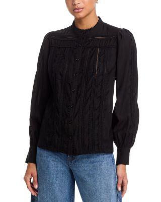 Lace Inset Long Sleeve Blouse - Exclusive by AQUA