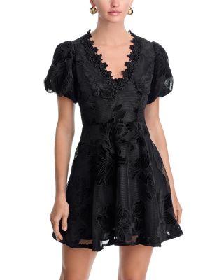 Lace Puff Sleeve Mini Dress - Exclusive by AQUA