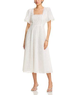 Lace Trim Eyelet Midi Dress - Exclusive by AQUA Lace Trim Eyelet Midi Dress - Exclusive by AQUA