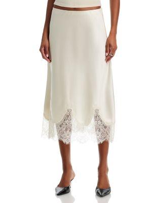 Lace Trim Satin Midi Slip - Exclusive by AQUA