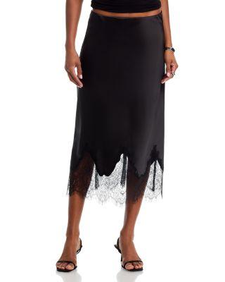 Lace Trim Satin Midi Slip - Exclusive by AQUA