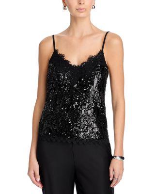 Lace Trim Sequin Tank - Exclusive by AQUA