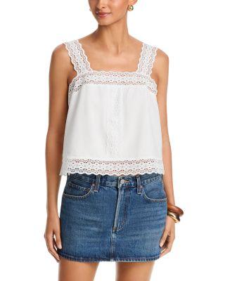 Lace Trim Square Neck Top - Exclusive by AQUA