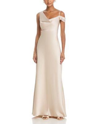 Long Satin One Shoulder Gown - Exclusive by AQUA