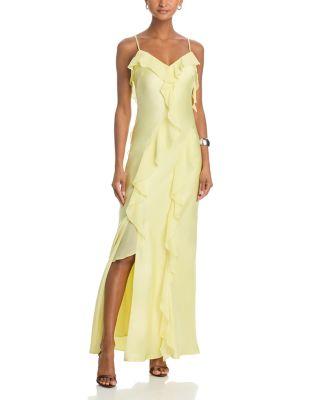 Long Satin Ruffled Gown - Exclusive by AQUA