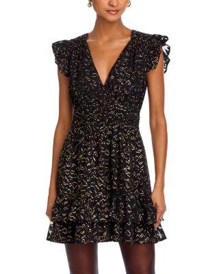 Metallic Flutter Sleeve Mini Dress - Exclusive by AQUA