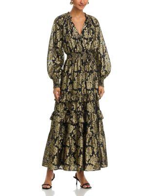 Metallic Jacquard Tiered Dress - Exclusive by AQUA