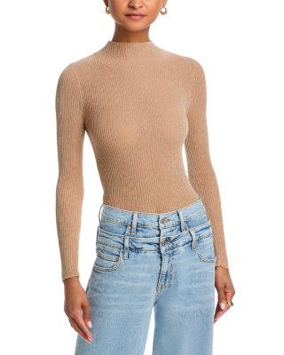 Metallic Rib Knit Mock Neck Top - Exclusive by AQUA