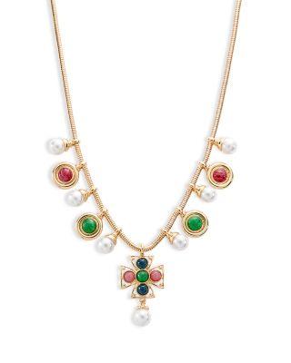 Mixed Stone Cross Necklace by AQUA