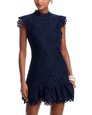 Mock Neck Lace Shift Dress - Exclusive by AQUA Mock Neck Lace Shift Dress - Exclusive by AQUA