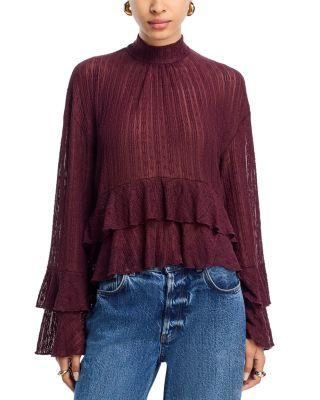 Mock Neck Ruffled Top - Exclusive by AQUA