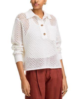 Open Stitch Crochet Polo Sweater - Exclusive by AQUA