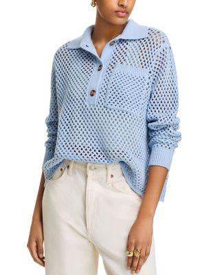 Open Stitch Crochet Polo Sweater - Exclusive by AQUA