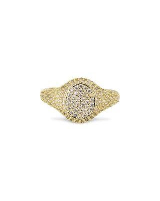 Pav&eacute; Oval Signet Ring - Exclusive by AQUA