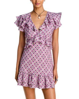 Plaid Ruffle Mini Dress - Exclusive by AQUA