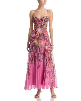 Pleated Floral Guest of Dress - Exclusive by AQUA