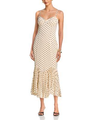 Polka Dot Pleated Hem Midi Dress - Exclusive by AQUA