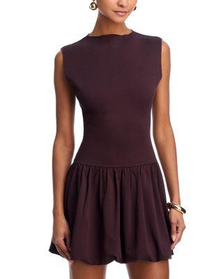 Ponte Mock Neck Bubble Mini Dress - Exclusive by AQUA