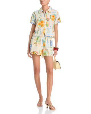 Postcard Button Front Short & Shorts Set - Exclusive by AQUA