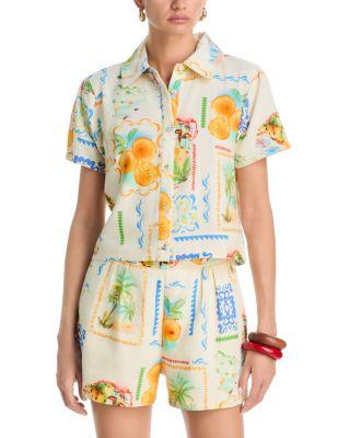 Postcard Short Sleeve Button Front Shirt - Exclusive by AQUA