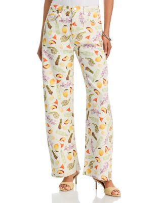 Printed High Rise Wide Leg Jeans in Fruit Print - Exclusive by AQUA