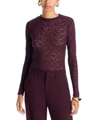 Puckered Lace Long Sleeve Top - Exclusive by AQUA