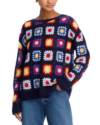 Rainbow Crochet Patchwork Sweater by AQUA