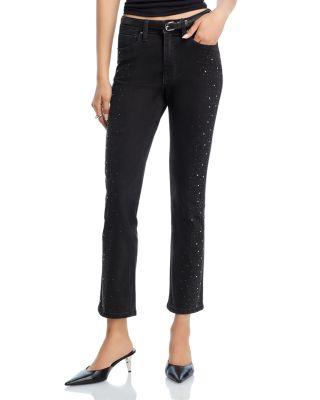 Rhinestone High Rise Ankle Skinny Jeans in Black - Exclusive by AQUA