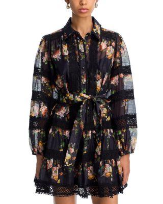 Rose Lace Inset Long Sleeve Mini Dress - Exclusive by AQUA