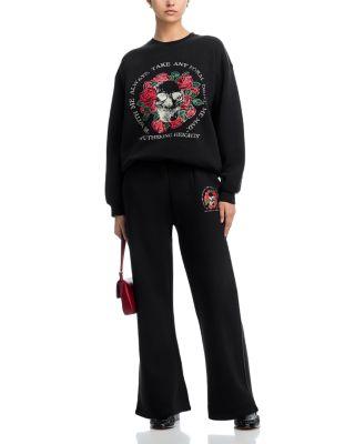 Rose Skull Crewneck Sweatshirt & Wide Leg Sweatpants by AQUA