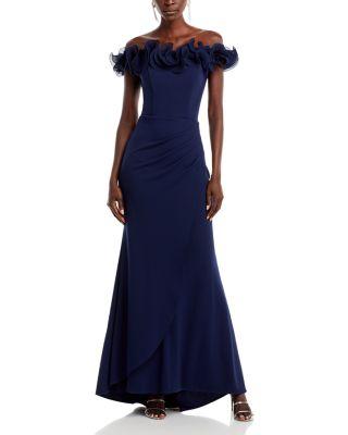 Ruffled Neck Evening Gown-Exclusive by AQUA