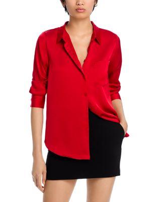 Satin Button Front Blouse - Exclusive by AQUA