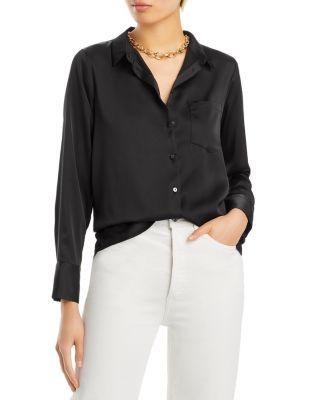 Satin Button Front Blouse - Exclusive by AQUA