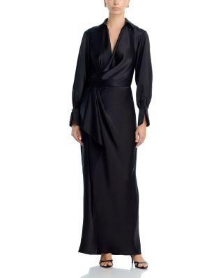Satin Long Sleeve Maxi Gown - Exclusive by AQUA