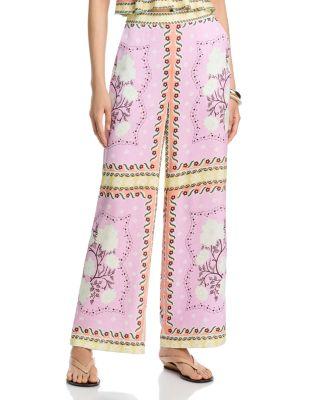 Scarf Print Wide Leg Pants - Exclusive by AQUA