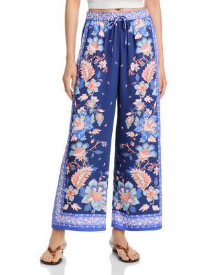 Scarf Wide Leg Drawstring Pants - Exclusive by AQUA